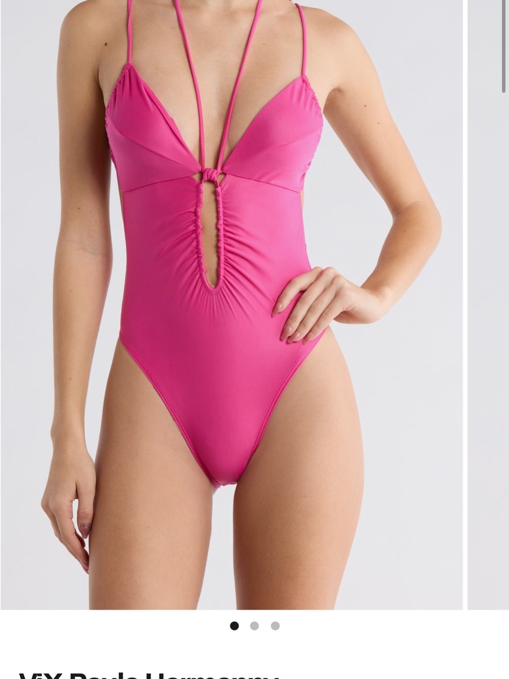 Vix Hot Pink Plunge One-Piece with Front Ring Detail